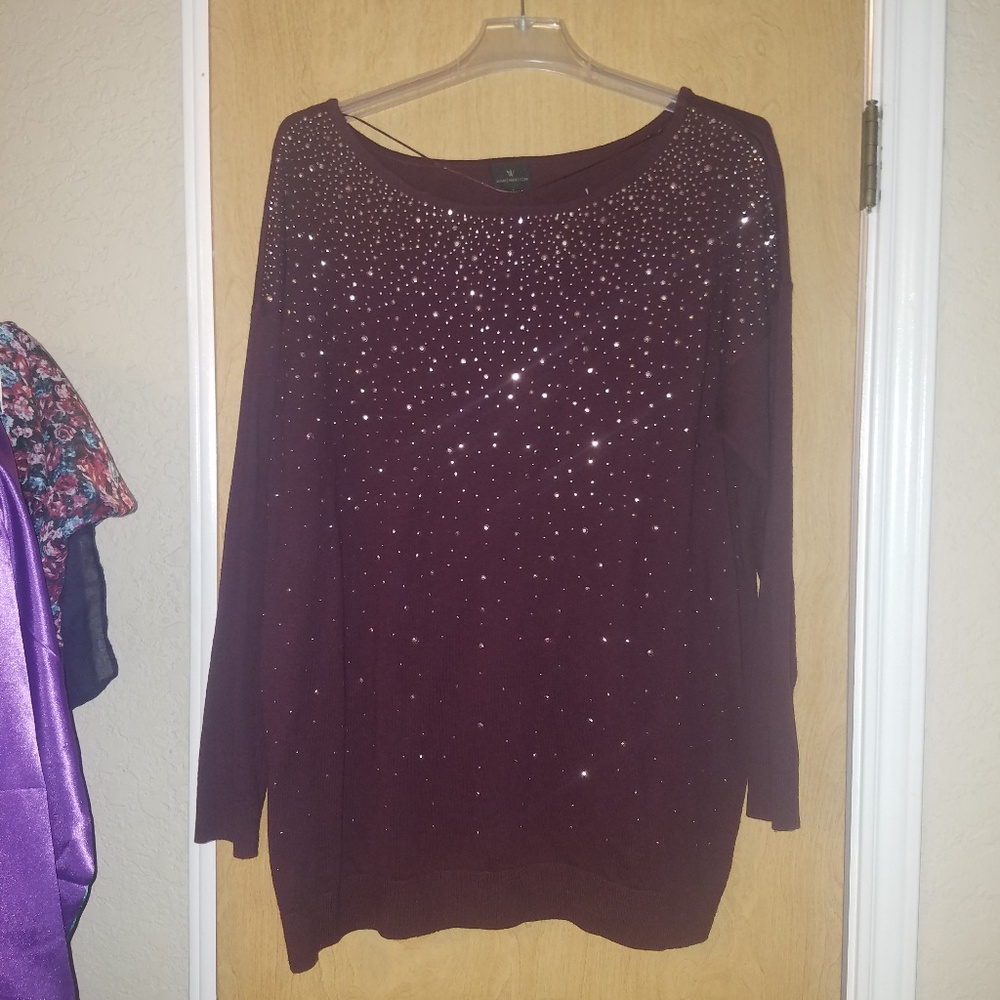 Maroon sweater with gold studs